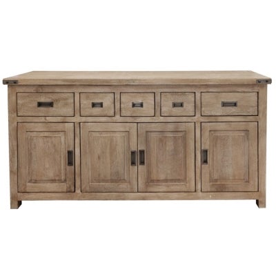 Oatley Mango Wood 4 Door 5 Drawer Buffet Table, 180cm, Honey Wash