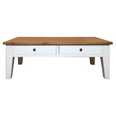 Lucia Timber Coffee Table, 120cm, Natural / Distressed White