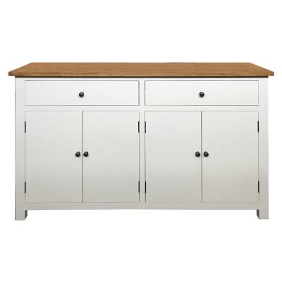 Lucia Timber 4 Door 2 Drawer, 140cm, Natural / Distressed White