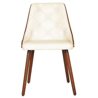 Yvonne PU Leather & Timber Dining Chair, Walnut / Cream