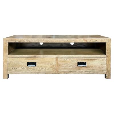 Roanne Timber 2 Drawer TV Unit, 140cm, Antique Natural