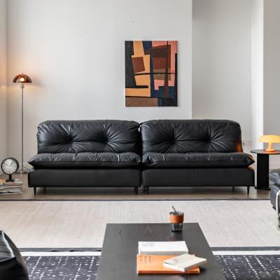 Riga Full Top Grain Leather Modular Sofa, 5 Seater