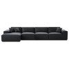 Velotia Modern Leather Modular Sofa, 4 Seater with LHF Chaise, Black