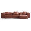 Touff Bonded Leather Modular Corner Sofa, High Arms, 4 Seater with Reversible Chaise, Tan