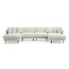 Morrigan Leather Modular U-shape Sofa, 2 Seater with Double Chaise, White