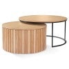 Blanco Wood & Steel Round Nesting Coffee Table Set, 90cm, Oak