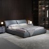 Coren Bonded Leather Low Profile Platform Bed, Double, Grey