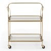 Gatsby Fluted Glass & Metal Foldable Bar Cart, Gold