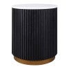 Mason Marble & Oak Round Side Table, Black