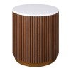 Mason Marble & Oak Round Side Table, Walnut