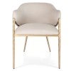Heston Fabric & Metal Dining Armchair, Beige / Brass