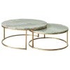 Chloe Stainless Steel 2 Piece Nested Round Coffee Table Set, Marble Top, 95/80cm, Dusty Jade / Gold