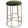 Aiden Velvet Fabric & Metal Counter Stool, Moss / Antique Gold