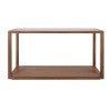 Sadie Glass & Oak Timber Console Table, 140cm, Walnut