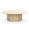 Hexica Travertine Round Coffee Table, 100cm