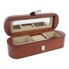 Lorven Leather Oval Travel Jewellery Box, Tan