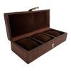 Elro Leather Watch Box,3 Slots, Brown