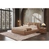 Fioren Top Grain Leather Platform Bed with Dual Zone Power Inclining Headboard, King, Latte