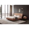 Elario Sanded Top Grain Leather Platform Bed, King, Tan