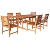 Otis 7 Piece Shorea Timber Outdoor Extension Dining Table Set, 154-200cm