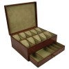 Penco Leather Watch Box with Drawer, 10 Slots, Tan