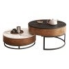 Mavis 2 Piece Modern Round Nested Coffee Table Set, 80cm, Black / White / Walnut