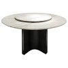 Cartesio Marble & Metal Round Dining Table with Lazy Susan, 135cm