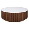 Mason Marble & Oak Round Coffee Table, 110cm, Walnut
