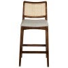 Byron Acacia Timber & Rattan Bar Stool, Walnut / Beige