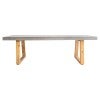 Sierra Engineered Stone & Acacia Timber Dining Bench, 165cm, Speckled Grey / Light Honey