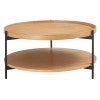 Vivenco Wood & Steel Round Tray Top Coffee Table with Shelf, 78cm