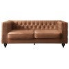 Firch Tufted Faux Leather Sofa, 3 Seater, Oatmeal
