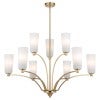Brevan Glass & Iron Pendant Light, 9 Light, Antique Gold