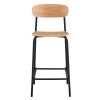 Cove Metal Counter Stool with Timber Seat, Set of 2, Black / Natural