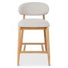 Zerith Fabric & Timber Counter Stool, Beige / Oak