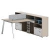 Silex 2 Seater Office Workstation Desk with Storage Cabinet & Light Grey Divider Screen, 160cm