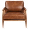 Northam Full Top Grain Leather & Oak Timber Armchair, Saddle Tan