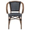 Kobe Polyrattan & Steel Parisian Indoor / Outdoor Bistro Chair, Set of 2, Black Basketweave / Brown