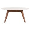 Oia Marble & Timber Round Coffee Table, 90cm, White / Walnut