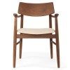 Muse American Walnut Timber Carver Dining Chair, Farbic Seat, Walnut