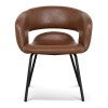 Lomari Faux Leather Dining Chair, Set of 2, Antique Brown / Black