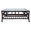 Montaro Glass-Top Rattan Coffee Table, 100cm, Dark Brown