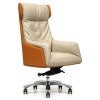 Torsen Premium Leather Wing Back Office Chair, Orange / Light Grey