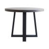 Alta Engineered Stone & Iron Round Dining Table, 120cm, Ebony Black / Black
