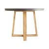 Alta Engineered Stone & Acacia Timber Round Dining Table, 120cm, Ebony Black / Light Honey