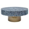 Bluesy Mother Of Pearl Inlaid Round Coffee Table, 90cm