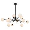 Felton Glass & Iron Pendant Light, 12 Light, Black / Opal Matt