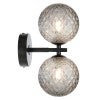 Felton Glass & Iron Wall Light, 2 Light, Black / Smoke Tear