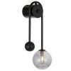 Felton Arm Glass & Iron Wall Light, Black / Smoke