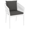 Siesta Portofino Commercial Grade Indoor / Outdoor Dining Armchair with Cushions, White / Dark Grey